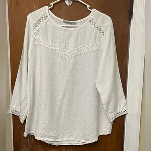 Elegant White Lace Trim Women's Top L‎